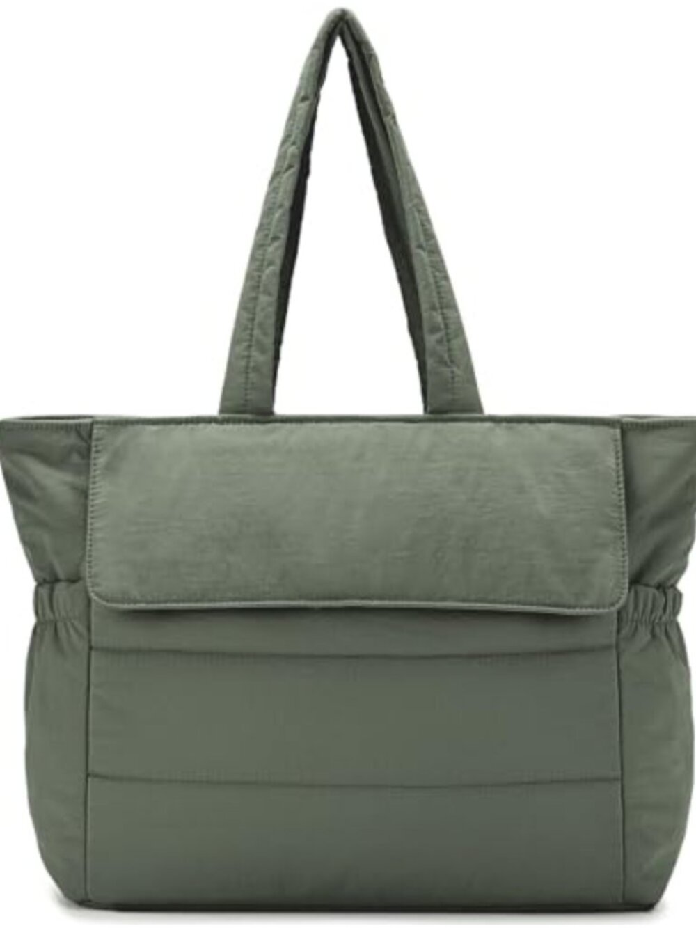Lightweight Quilted Puffer Tote Bag for Women with Laptop Sleeve and Shoulder